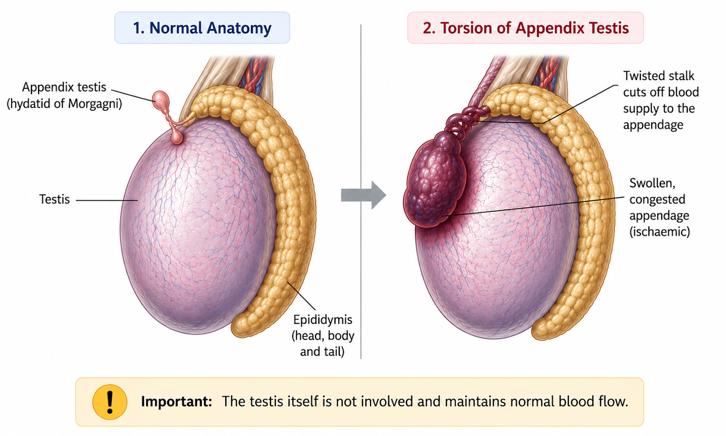 Torsion of appendix testis — normal anatomy compared with torsion